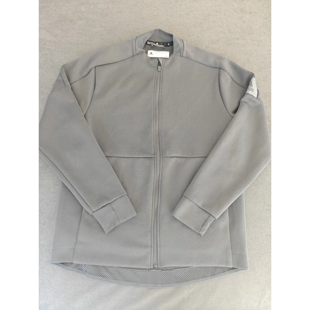 Adidas Gray Full Zip Track Jacket Men's Large Athletic Training